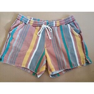 Mens Urban Outfitters Striped Sweat Short Drawsting Shorts Large (Read) Colorful